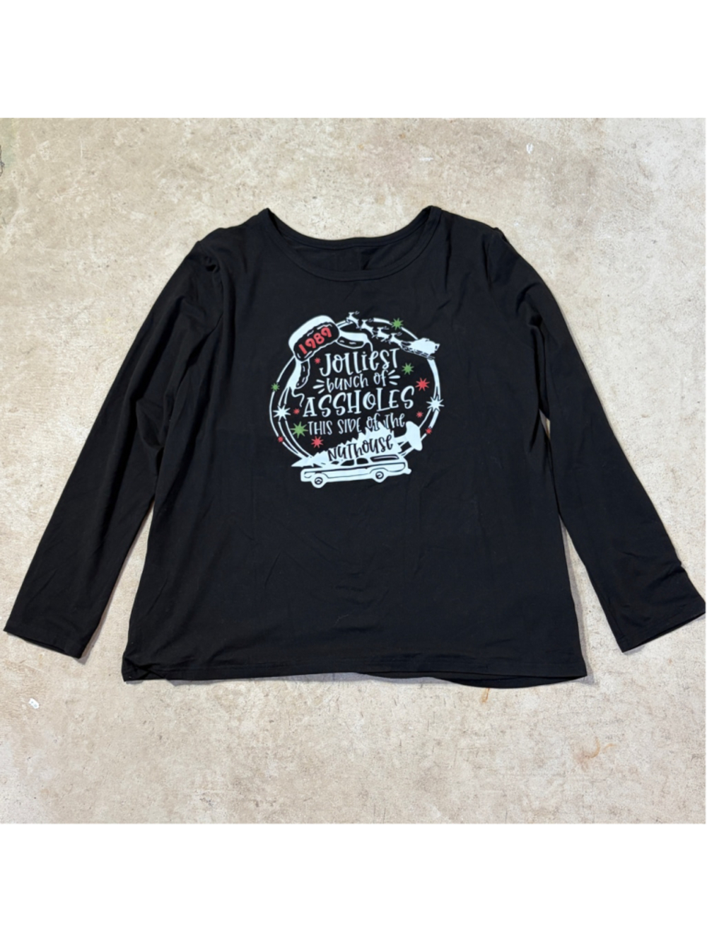 Christmas Vacation Funny T-Shirt Jolliest Bunch Of A-holes Black Women’s XXL